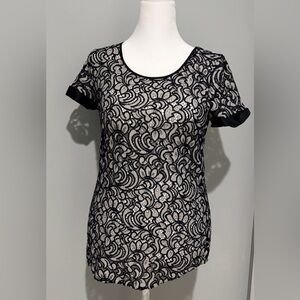 Express Black and Cream Lace Blouse